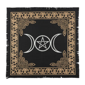 ALTAR CLOTH Triple Moon Black & Gold Design High Quality Cloth – 60CM X 60CM