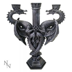 Dragon’s Altar Candelabra Black Gothic Triple Candle Holder