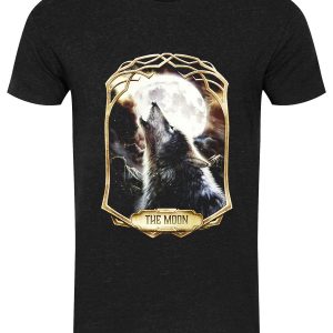 Deadly Tarot Obsidian – The Moon Men’s Heather Black T-Shirt. Extra Large (42″- 44″)