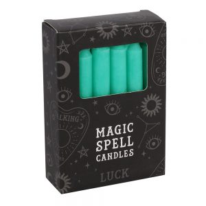 Pack of 12 Green ‘Luck’ Spell Candles