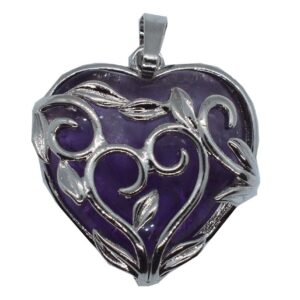 Heart-shaped Amethyst crystal pendant