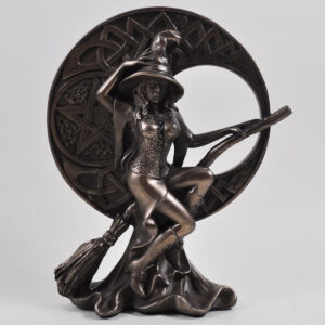 Bronze Witch with Celtic Moon Figurine