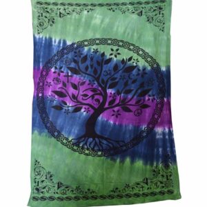 Tree of Life Bedspread Single – Throw Curtain Wall Hanging Hand Printed 140 x 220cm