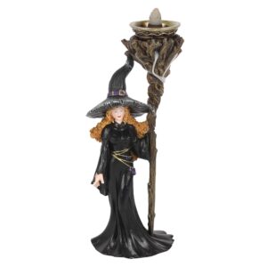 Witch with Staff Backflow Incense Burner H:22.5cm W:8.5cm D:7.5cm