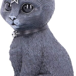  Large Pawzuph Horned Occult Cat Figurine, Black, 26.5cm