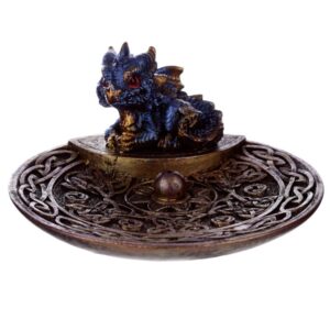 Elements Blue Baby Dragon Celtic Ash catcher Incense Stick Burner Dish