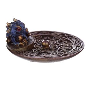 Elements Blue Baby Dragon Celtic Ash catcher Incense Stick Burner Dish