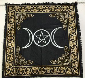 ALTAR CLOTH Triple Moon Black & Gold Design High Quality Cloth – 60CM X 60CM