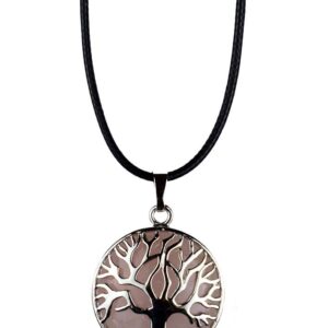 Rose Quartz Gemstone Tree of Life Crystal Spiritual Holistic Pendant Necklace